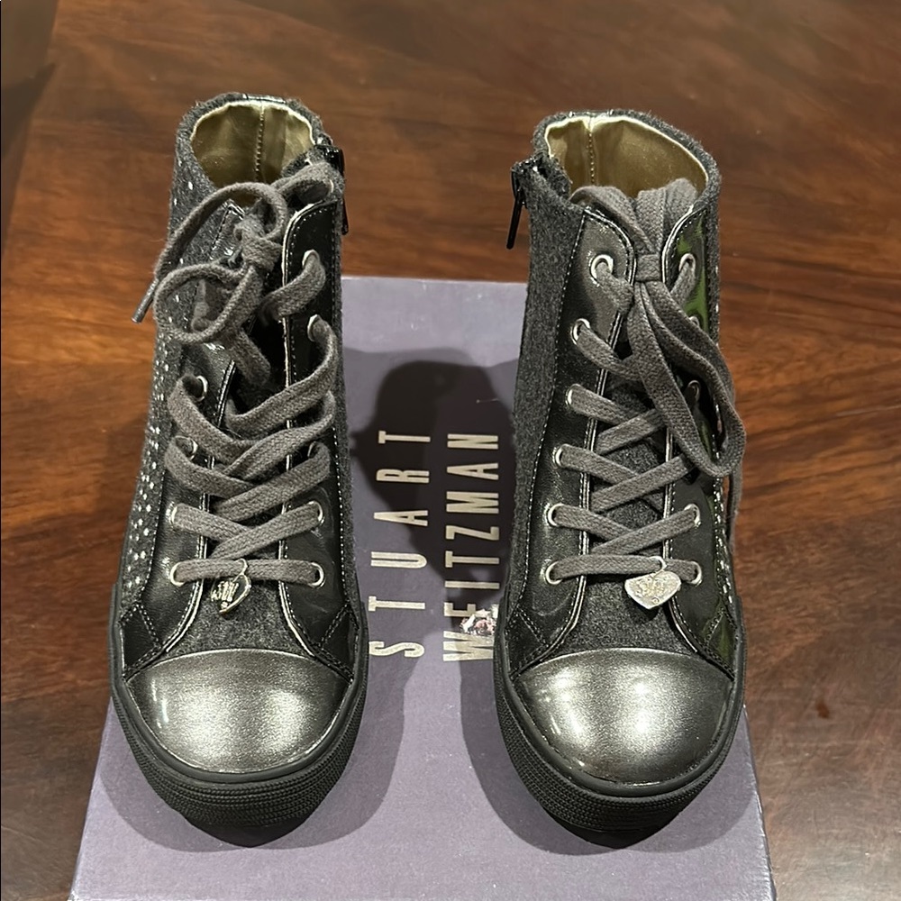 Stuart Weitzman Girls’ Black High-Top Sneakers